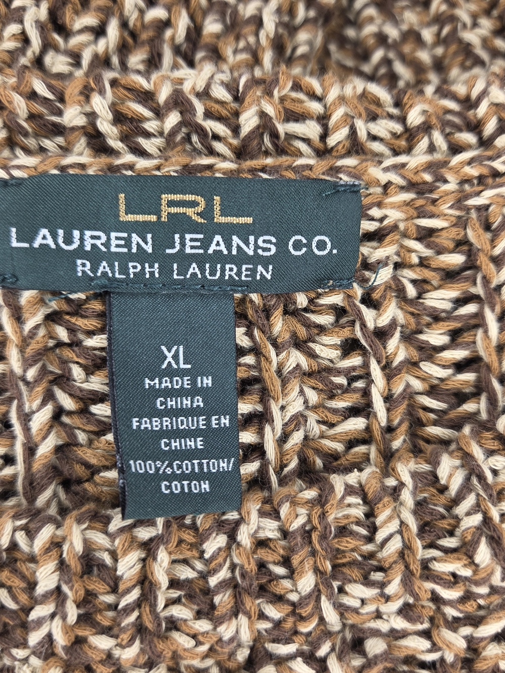 Lauren Ralph Lauren Cozy Marled Brown Crewneck Sweater - Women Size XL - Picture 3 of 8